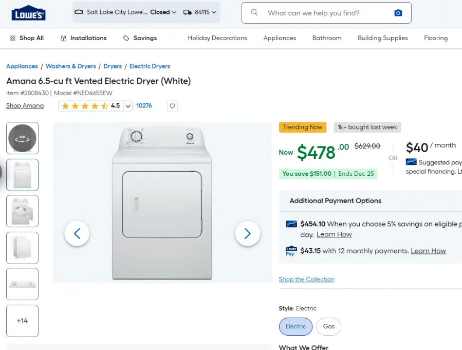 Amana 6.5-cu ft Vented Electric Dryer - Photo 9